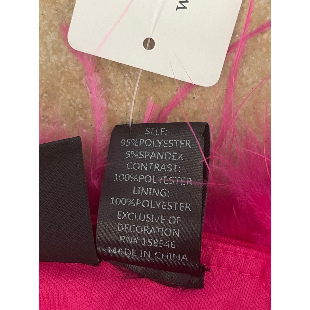 NWT Windsor Hot Pink Feather Trim Strapless Mini Bodycon Dress Size M - Picture 4 of 9